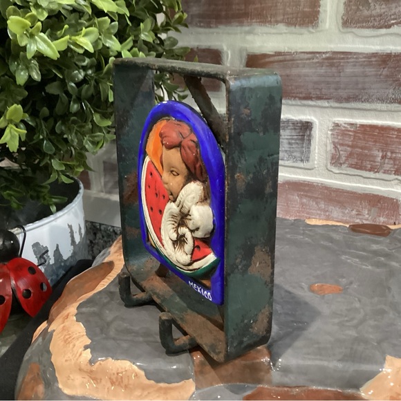 🔵 Extremely unique Mexico Art Decor Key Holder - Heavy Metal & Ceramic Crafted - Picture 4 of 11